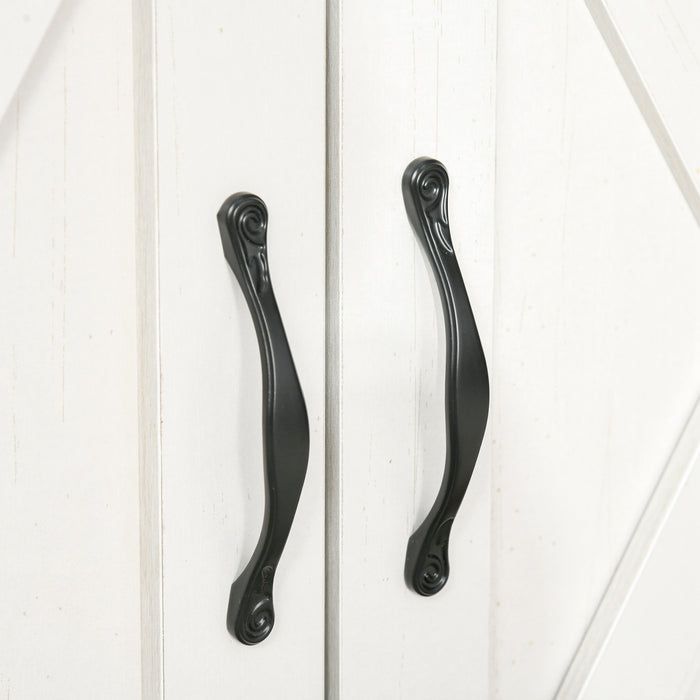 HOMCOM Farmhouse Sideboard, Buffet Cabinet with Barn Door, Distressed White