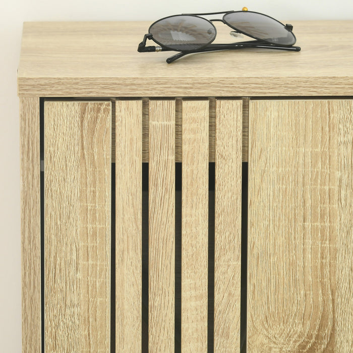 HOMCOM Shoe Storage Cabinet with 3 Flip Drawers for 18 Pairs of Shoes, Oak