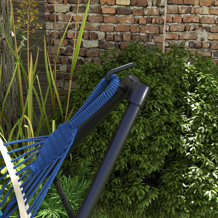 Outsunny Foldable Hammock Stand W/ Hammock, 2-in-1 Portable Hammock, Blue
