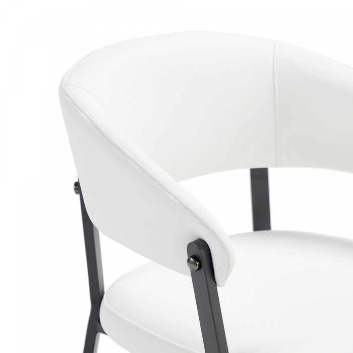 Belle Modern Metal Upholstered Dining Chair in White - Set of 4