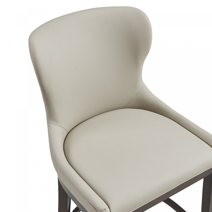 Blair Modern Wood Upholstered Barstool in Stone - Set of 2 Bar Stool