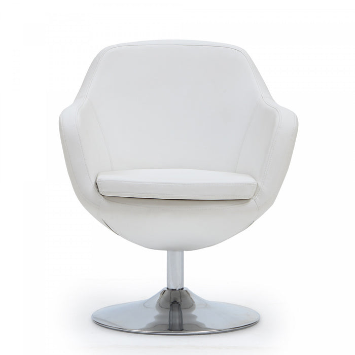 Caisson Modern Upholstered Swivel Lounge Chair in White - Set of 2