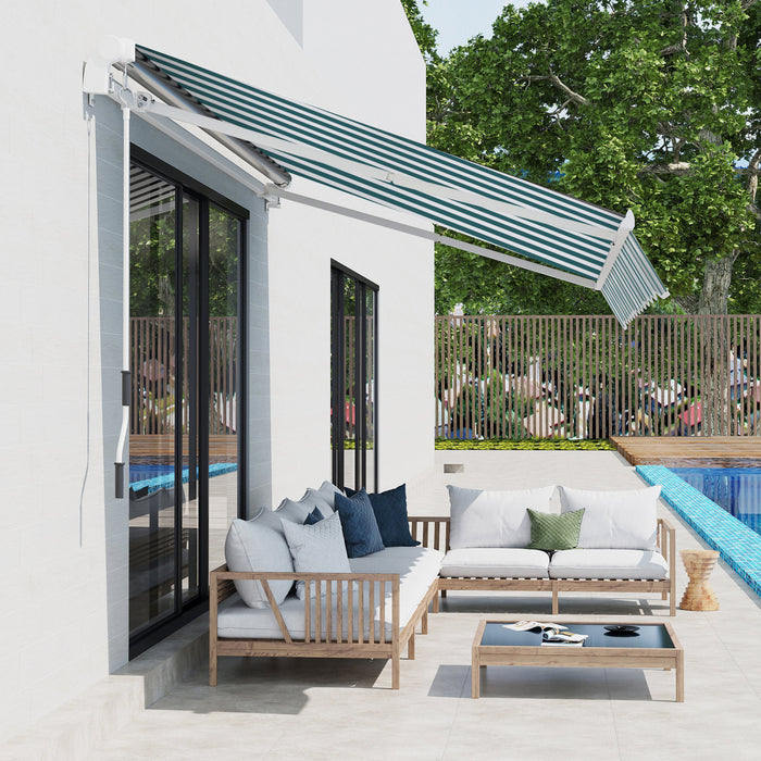 Outsunny 13' X 8' Manual Retractable Patio Awning Sun Shade For Outdoor