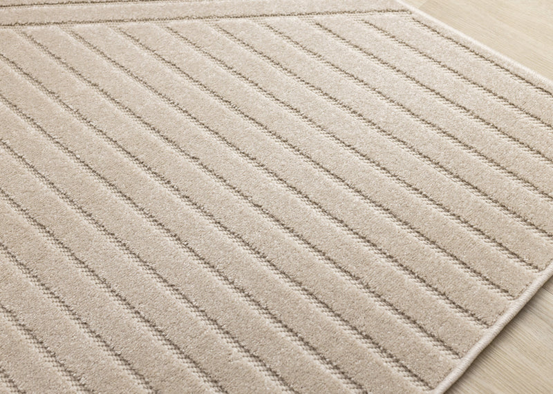 Oslo Beige Angled Striped Design Rug, 5'3\" x 7'7\" Indoor Area Rug