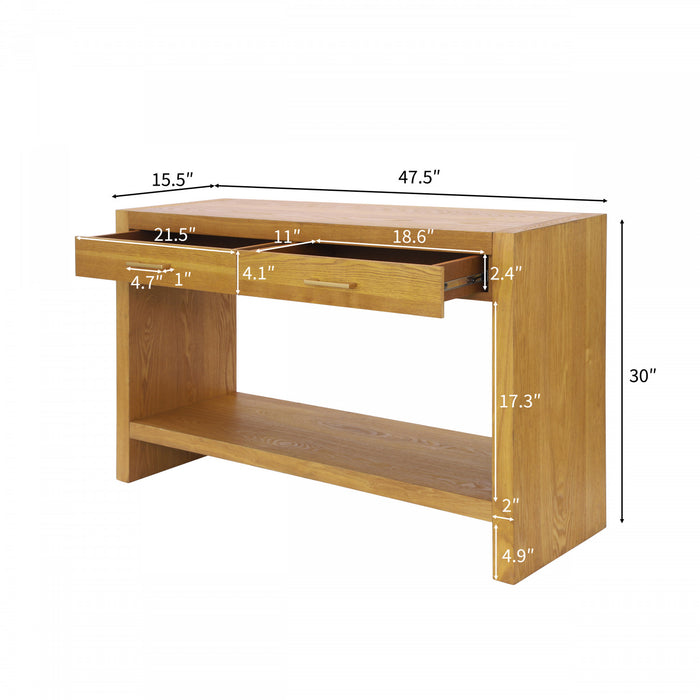 Aubrey 47.5\" Farmhouse Style Sofa Table with Storage - Brown