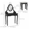 HOMCOM Wooden Vanity Table Set, Makeup Table with 360° Rotating Mirror