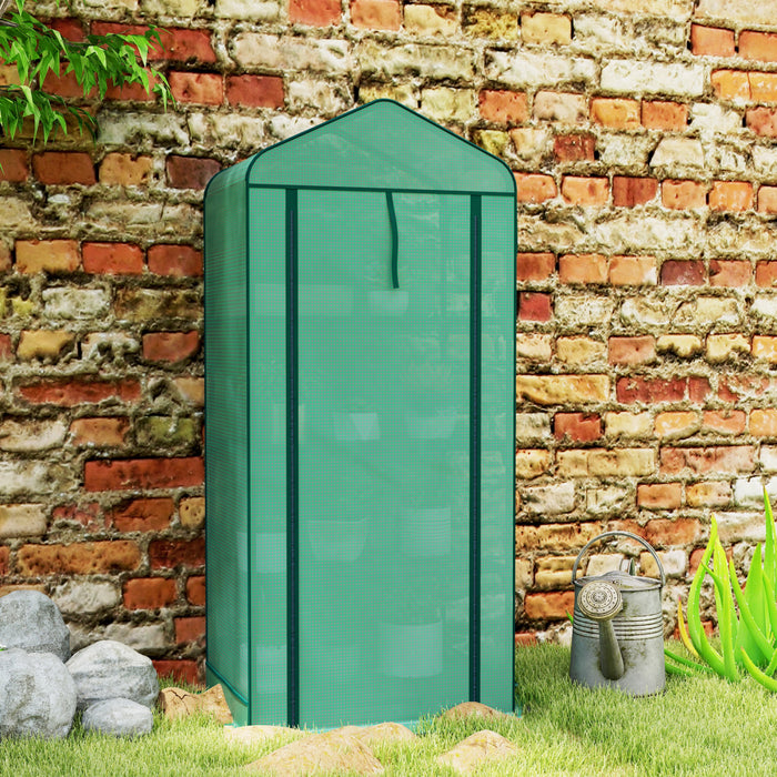 Outsunny Mini Greenhouse with Screen Roof, Portable Small Greenhouse, Green