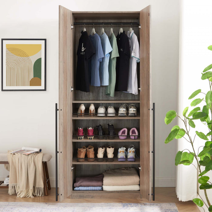 Lee Modern 32\" Wardrobe Closet in Rustic Gray Armoire