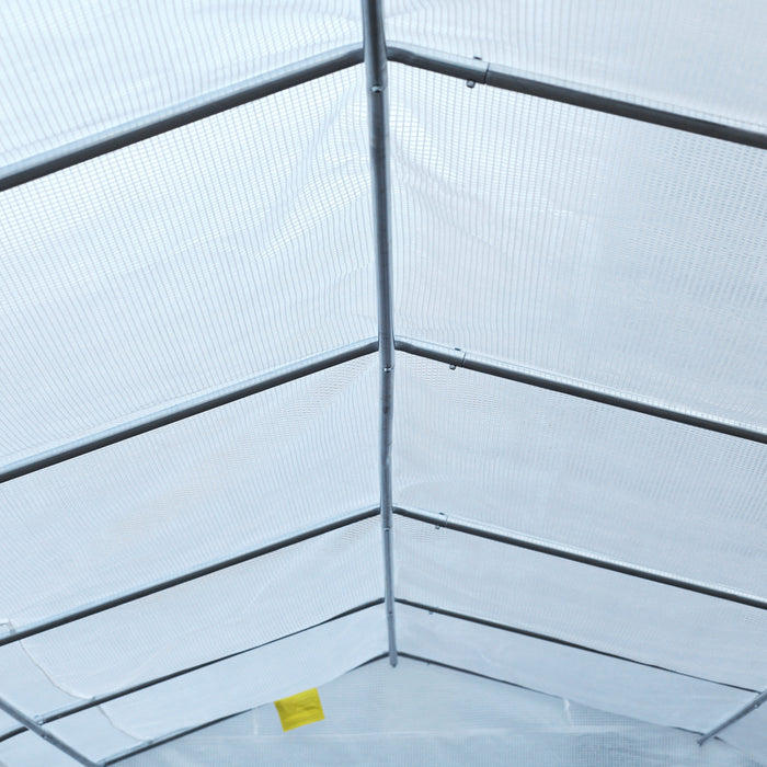 Outsunny 26'l X 10'w X 6.8' H Large Steeple Walk-in Greenhouse Outdoor Garden Plant Seed Tunnel Grow Tent Premium Steel Frame White