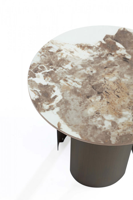 Monica Modern Glam Sintered Stone Top End Table in Bronze