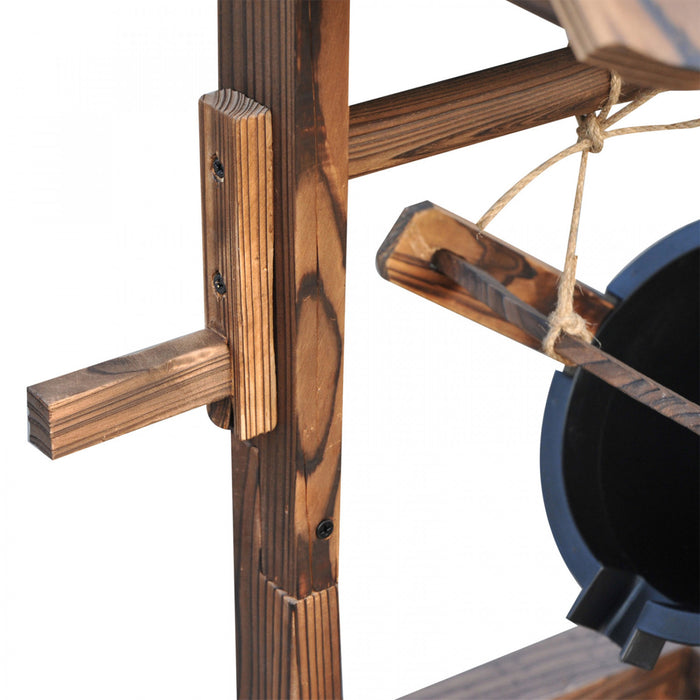 Outsunny Outdoor Wooden Waterfall Fountain With Electric Pump, Carbonized