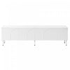 Serene 70.8 Inch Modern TV Cabinet with Curved Line Doors and Metal Legs, White | Serene Meuble TV Moderne 70.8 po avec Portes a Lignes Courbees et Pieds Metalliques, Blanc