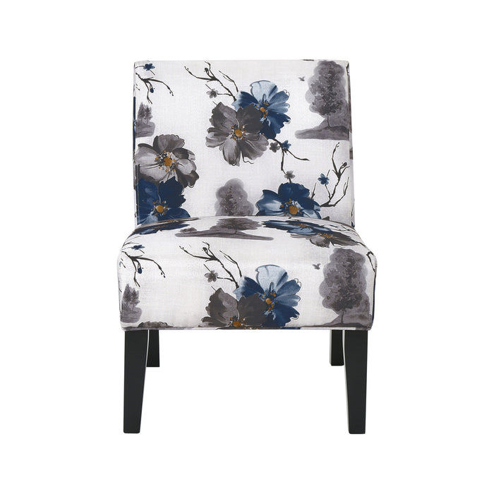 Oliver Linen-look Fabric Accent Chair Set Of 2 With Rubberwood Legs - Blue, Multicolour