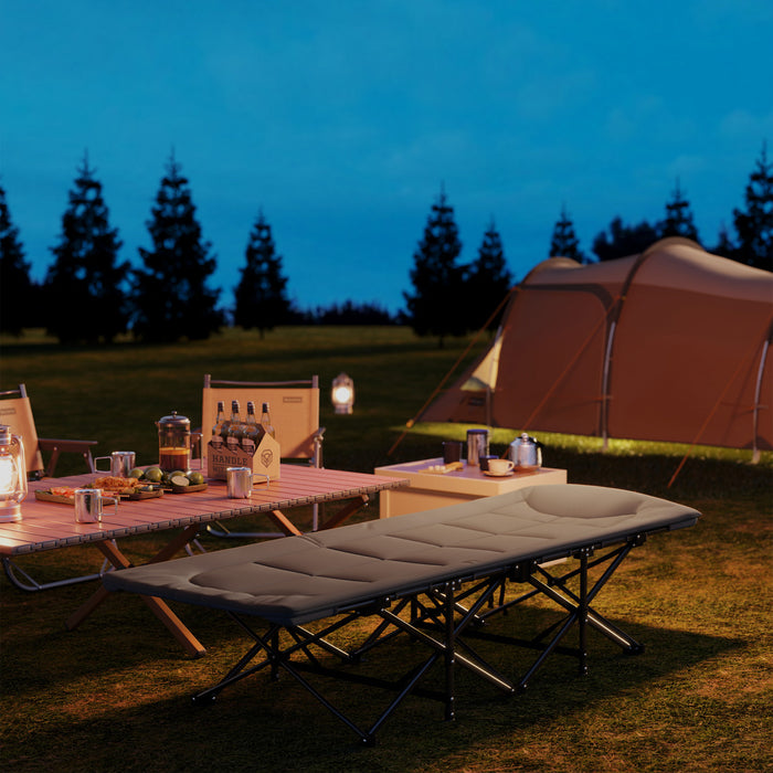 Outsunny Camping Cot With Cushion, Portable Folding Bed, Grey