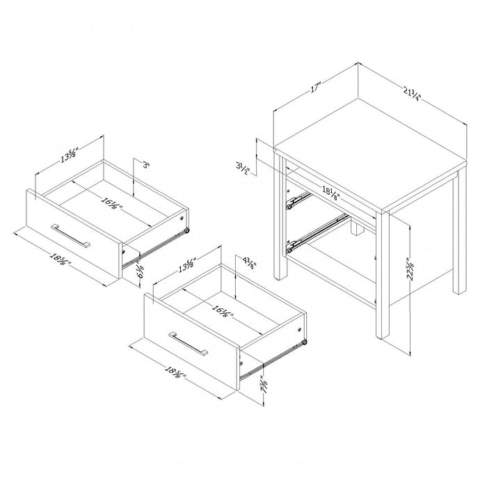 Gravity 2-drawer Nightstand - Seaside Pine 
