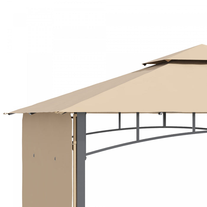 Outsunny 10' X 10' Patio Gazebo With Expandable Side Awnings, Outdoor Canopy Shelter With Double Vented Roof And Steel Frame, For Lawn, Backyard And Deck, Beige