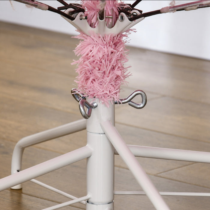 Homcom 5' Artificial Christmas Tree With Auto Open, Wide Shape, Pink