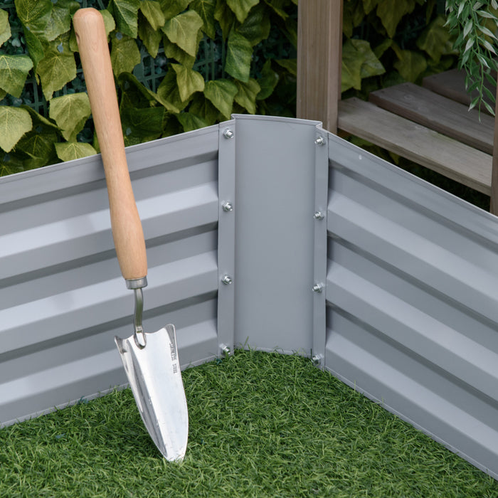 Outsunny 39\" X 39\" X 12\" Set Of 2 Raised Garden Bed, Elevated Planter Box With Galvanized Steel Frame For Growing Flowers, Herbs, Succulents, Grey