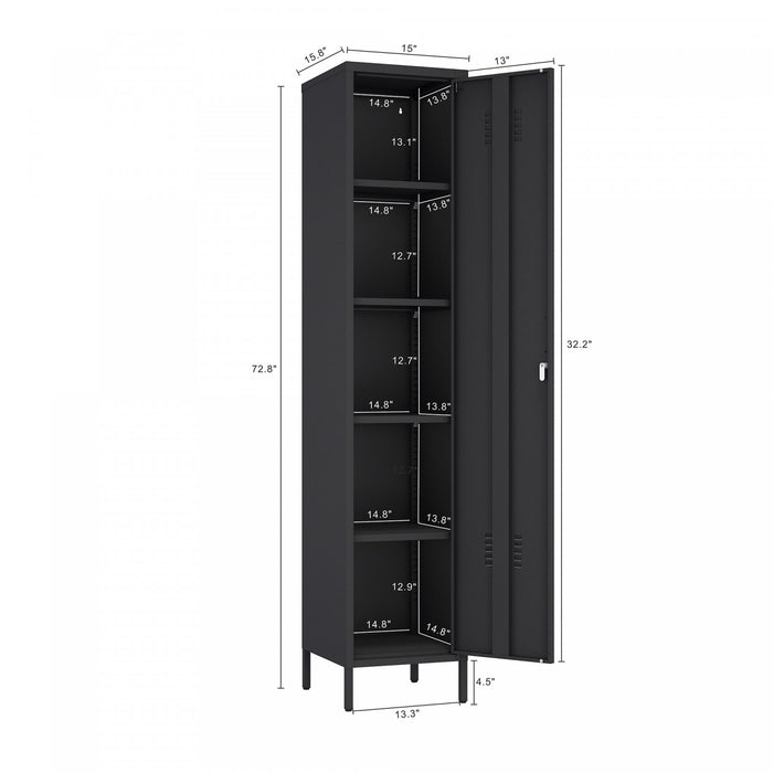 Naomi Modern 2-Piece Metal Storage Cabinets in Black