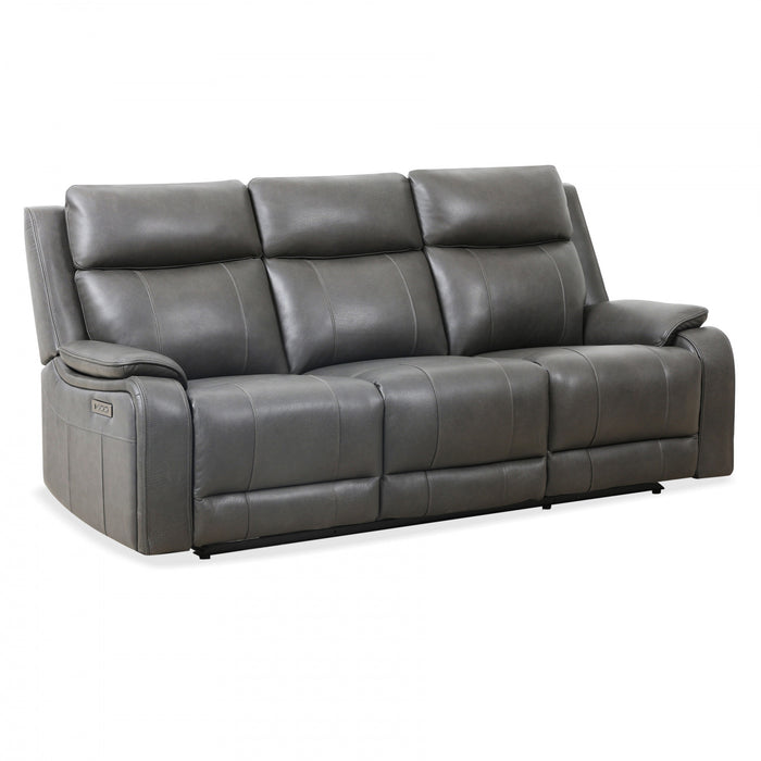Marlow 84 in. Leather Match Power Reclining Sofa with USB/USB-C - Charcoal