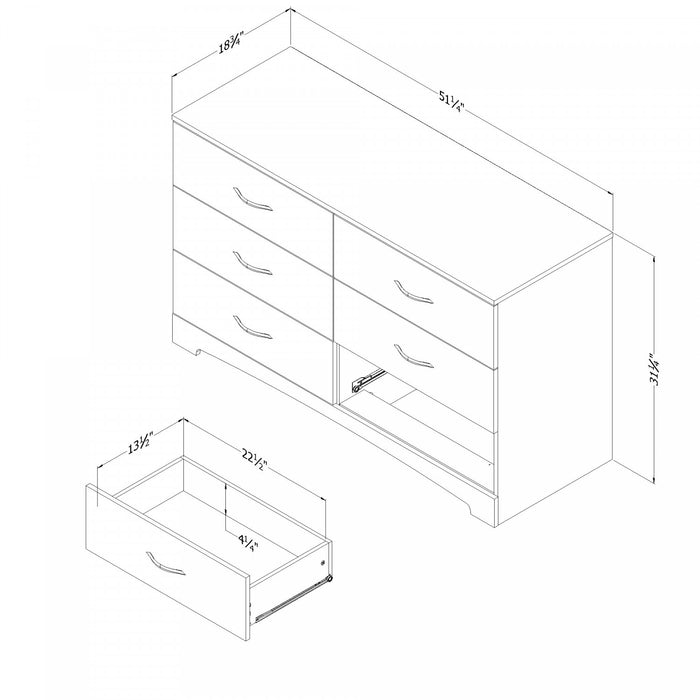 Step One 6-drawer Dresser - Gray Oak 