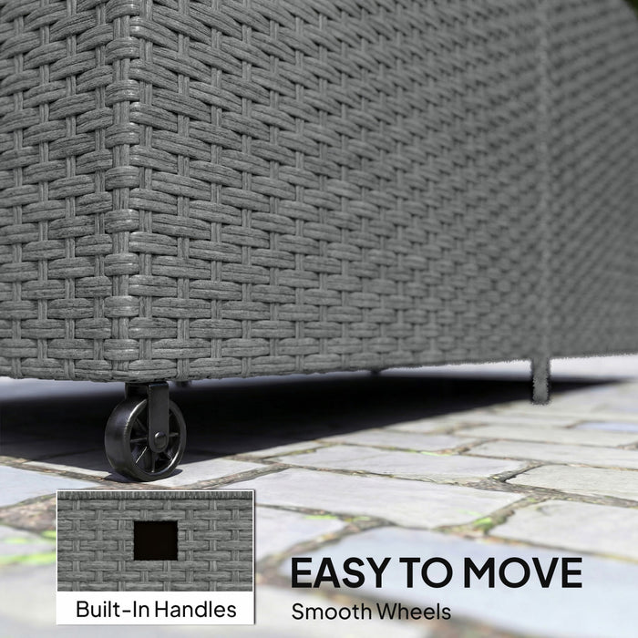 Outsunny 162 Gallon Rattan Deck Box with Wheels and Waterproof Liner