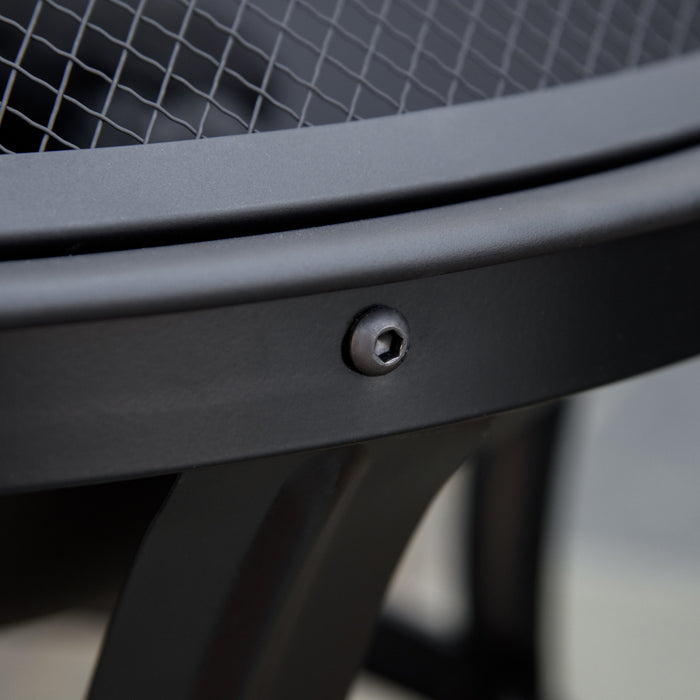 Outsunny Outdoor Fire Pit, Wood Burner With Screen And Poker, Black