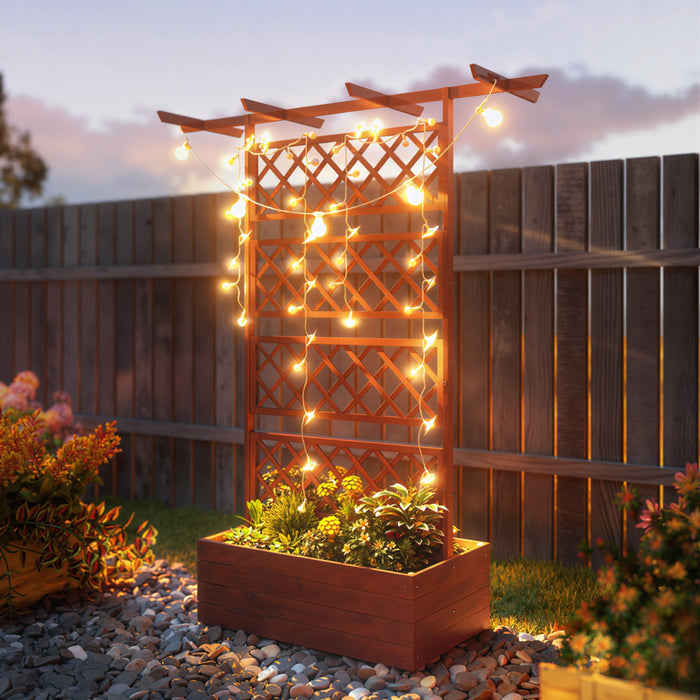 Outsunny Wood Raised Garden Bed Privacy Screen Planter with Trellis, Orange
