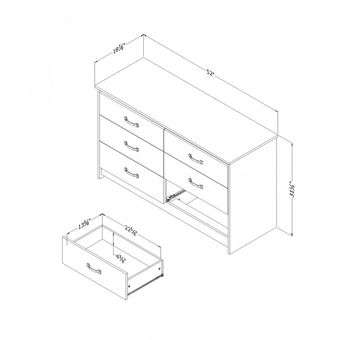 Tassio 6-drawer Dresser - Nordik Oak