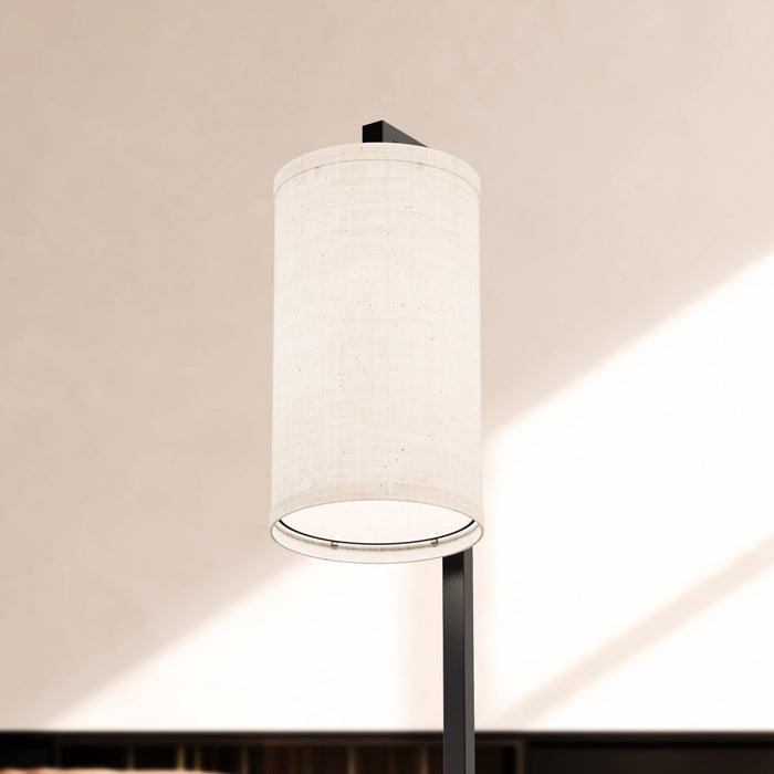 25\" Black Rectangular Frame Table Lamp with Cylinder Shade 