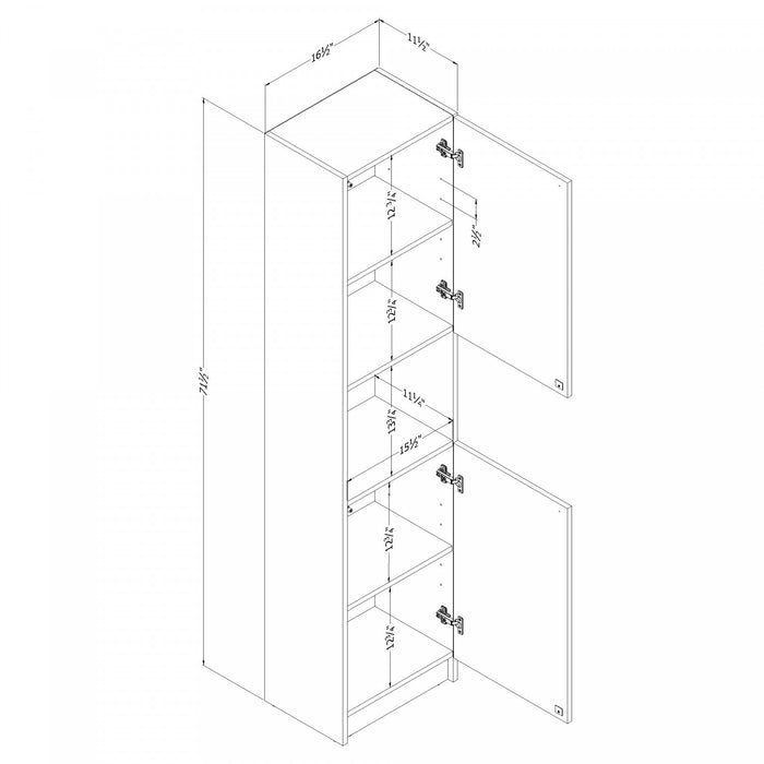 Liora 2-door Narrow Bookcase - Bleached Oak 