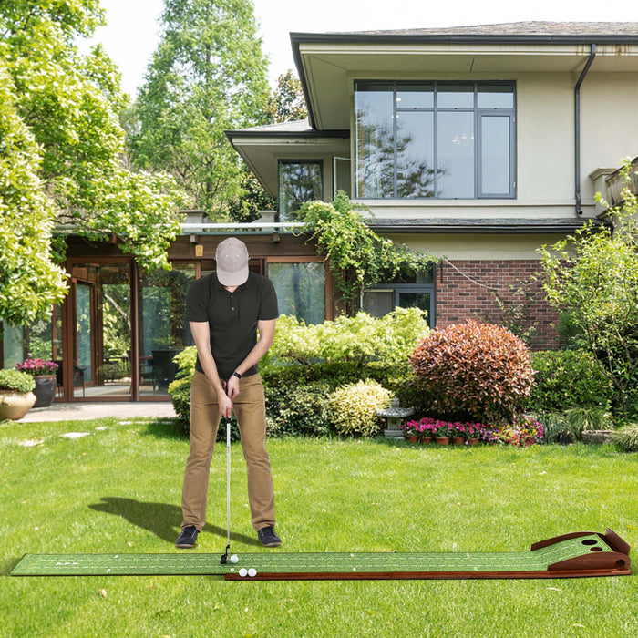 Costway Putting Green Practice Golf Putting Mat With Auto Ball Return And 2 Hole Sizes