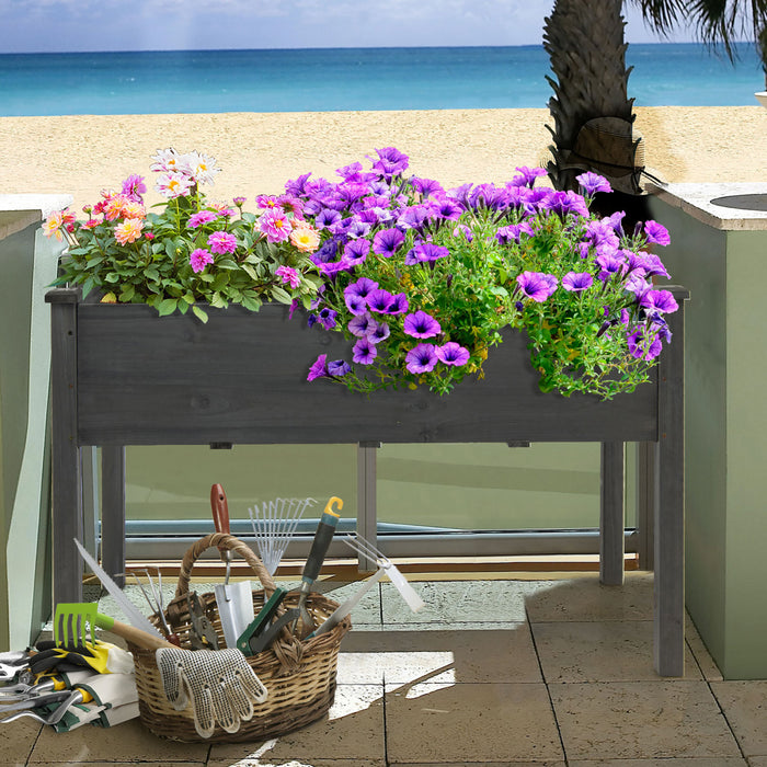 Costway Wooden Raised Vegetable Garden Bed Elevated Grow Vegetable Planter Grey