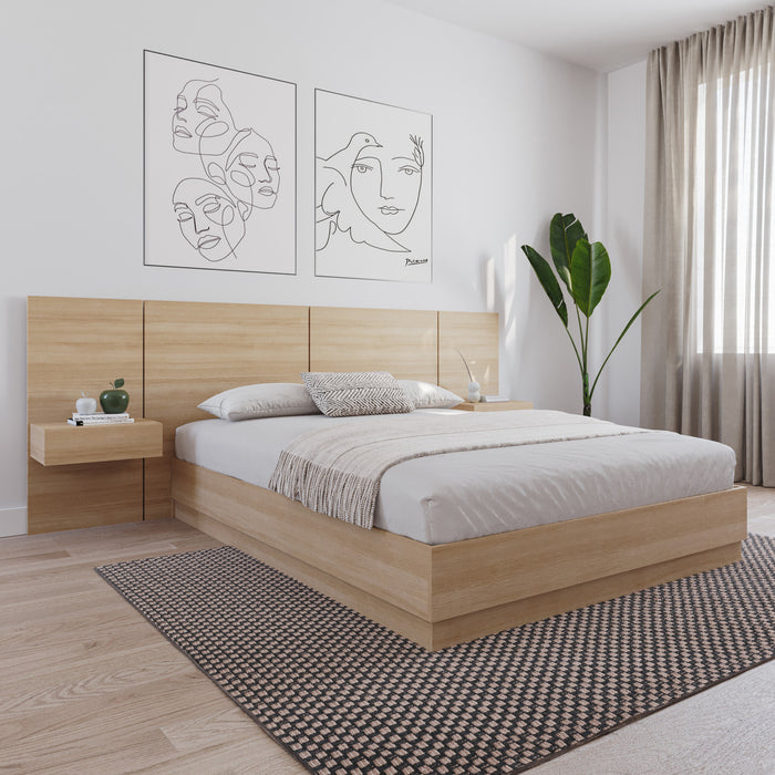 Nordika Milano Floating Nightstand Extension Panel Set Of 2 - Natural Blonde Oak