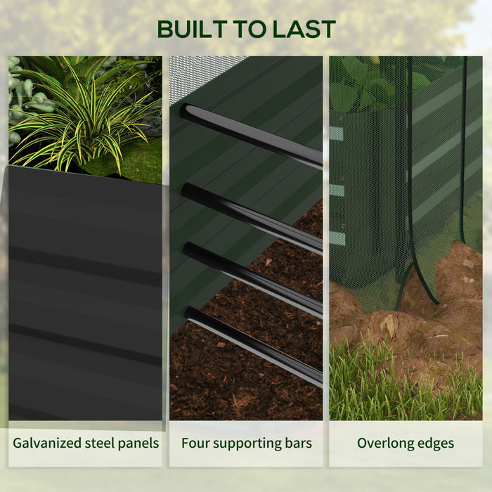 Outsunny Galvanized Raised Garden Bed With Crop Cage And Shade Cloth