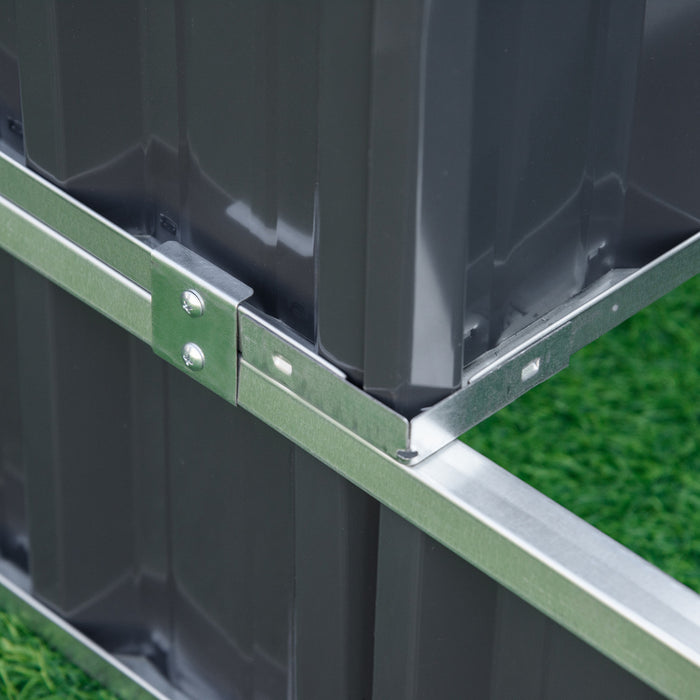 Outsunny 47''x47''x25'' 3 Tier Raised Garden Bed, Metal Elevated Planer Box Kit W/ A Pairs Of Glove For Backyard, Patio To Grow Vegetables, Herbs, And Flowers, Grey