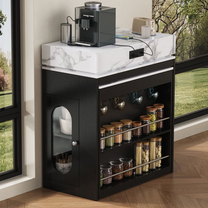 Logan Extendable Dining Table with Folding Top and Storage Drawers,Black