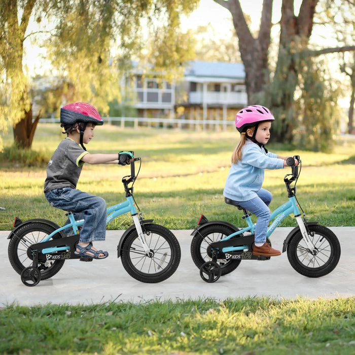 Costway 12\" Kids Bike For 3-4 Years Old Boys & Girls With Adjustable Seat Handbrake Reflectors Blue