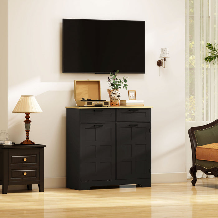 HOMCOM Tilt Out Trash Cabinet, Kitchen Island with Garbage Cabinet, Black