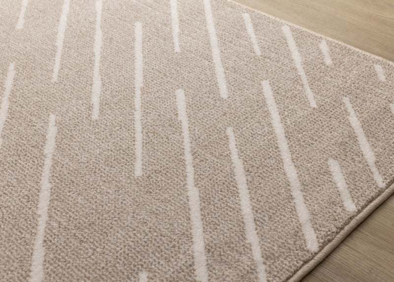 Covington Beige Cream Diagonal Rain Streaks Design Rug, 5'3\" x 7'7\" Indoor Area Rug