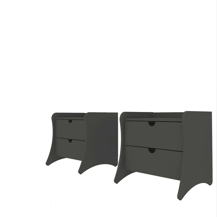 Coney Mid-Century Modern 20\" Nightstand in Charcoal Gray (2-Drawer) - Set of 2