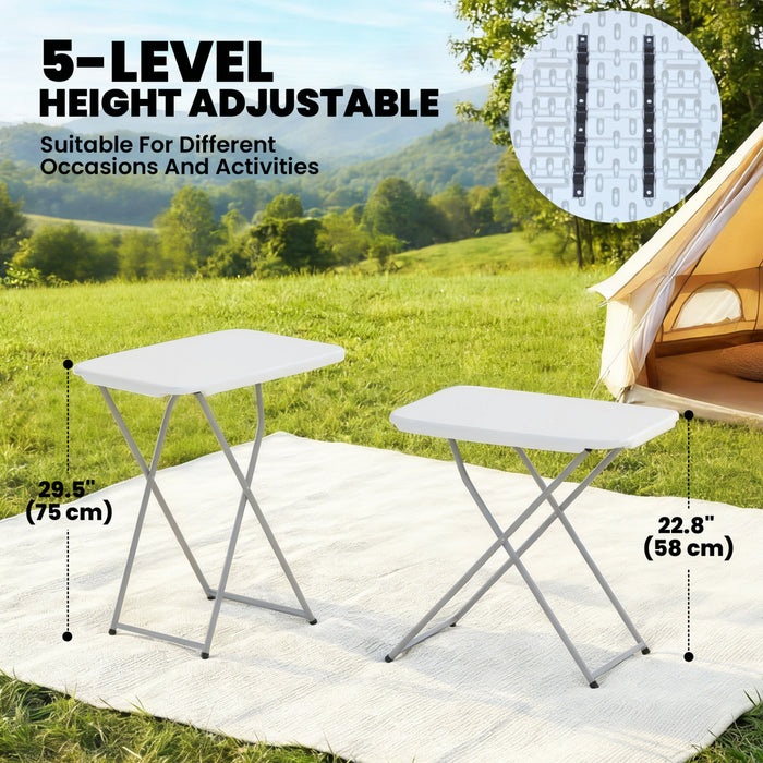 Outsunny Folding Picnic Table Adjustable 30\" x 20\", White