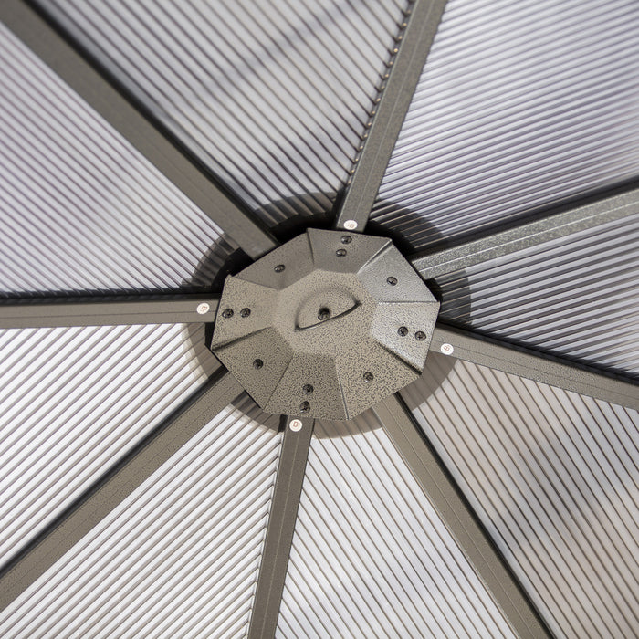 Outsunny 10' X 10' Polycarbonate Hardtop Gazebo Canopy Outdoor Patio Gazebo With Aluminum Frame & Curtains, Dark Grey