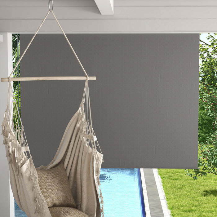 Outsunny Outdoor Roller Shade, 8' X 6' Patio Door Blinds, Light Grey
