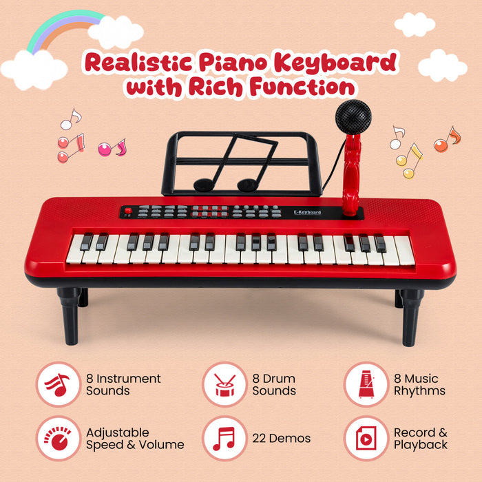 Costway 37 Keys Kids Piano Keyboard Portable Musical Toy with Microphone & Music Stand Red