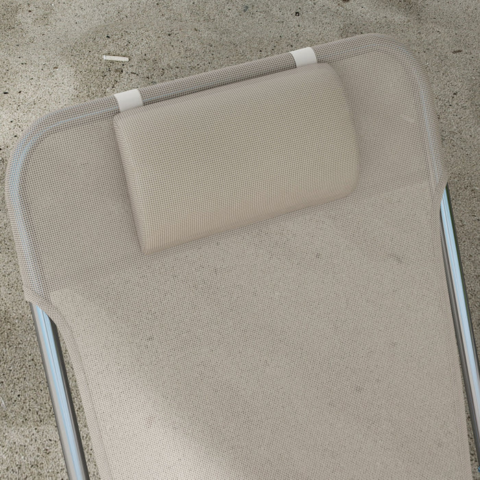 Outsunny 2-piece Folding Chaise Lounge, Reclining Sun Tanning Chairs, Cream