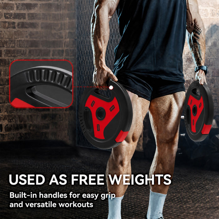 Soozier 88 lbs Weight Plates Set, 6-Piece with Handles, Black and Red