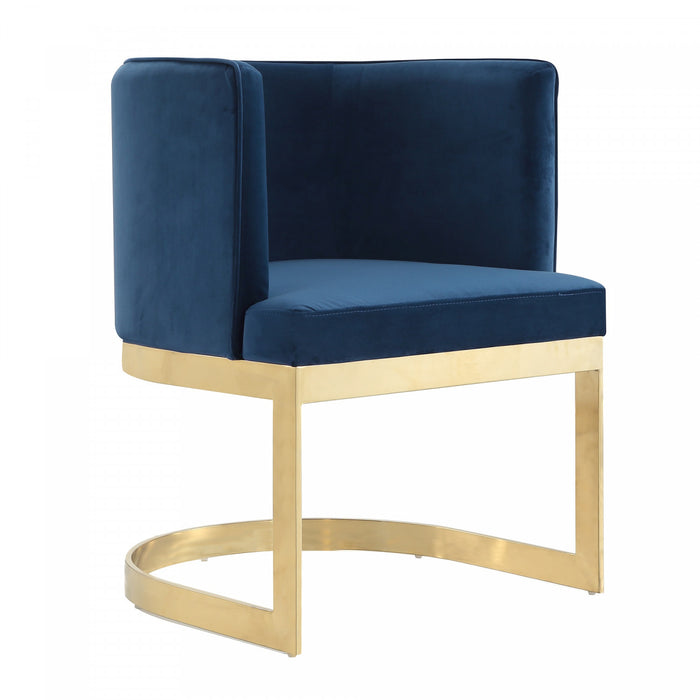 Aura Modern Velvet Metal Dining Chair in Royal Blue - Set of 2