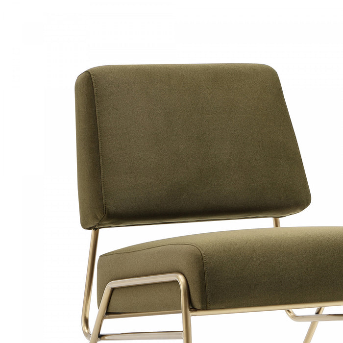 Serenity Contemporary Modern Metal Upholstered Lounge Chair in Forest Green