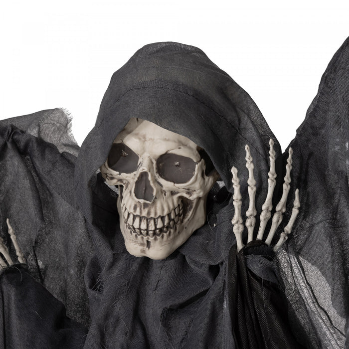 Homcom Winged Grim Reaper Animatronic Prop W/ Light Up Eyes, For Party